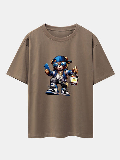 Melquíades® | Hip Hop Bear Print Drop Shoulder Oversize T-Shirt