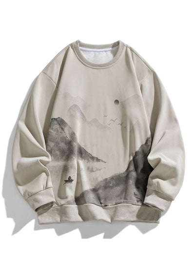 Artemas® | Ink Landscape Print Crew Neck Sweatshirt