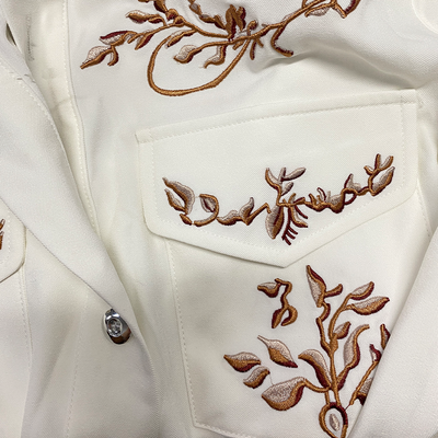 Men's Classic American Western Style Embroidered SliFit Cotn Long Sleeve Shirt