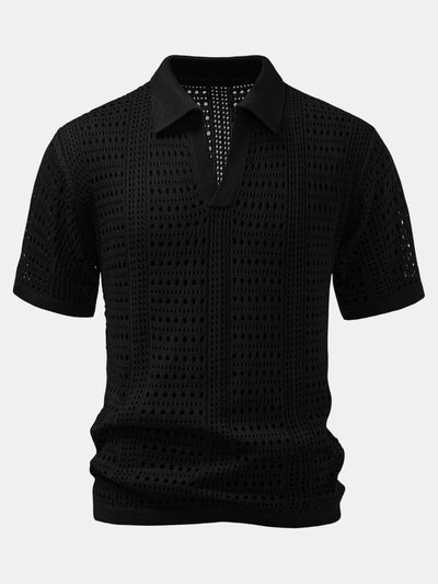 Alexander | Crochet  V Neck Polo Shirt