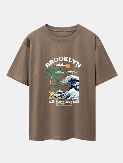 Alair® | Beach Waves Print Drop Shoulder Oversize T-Shirt