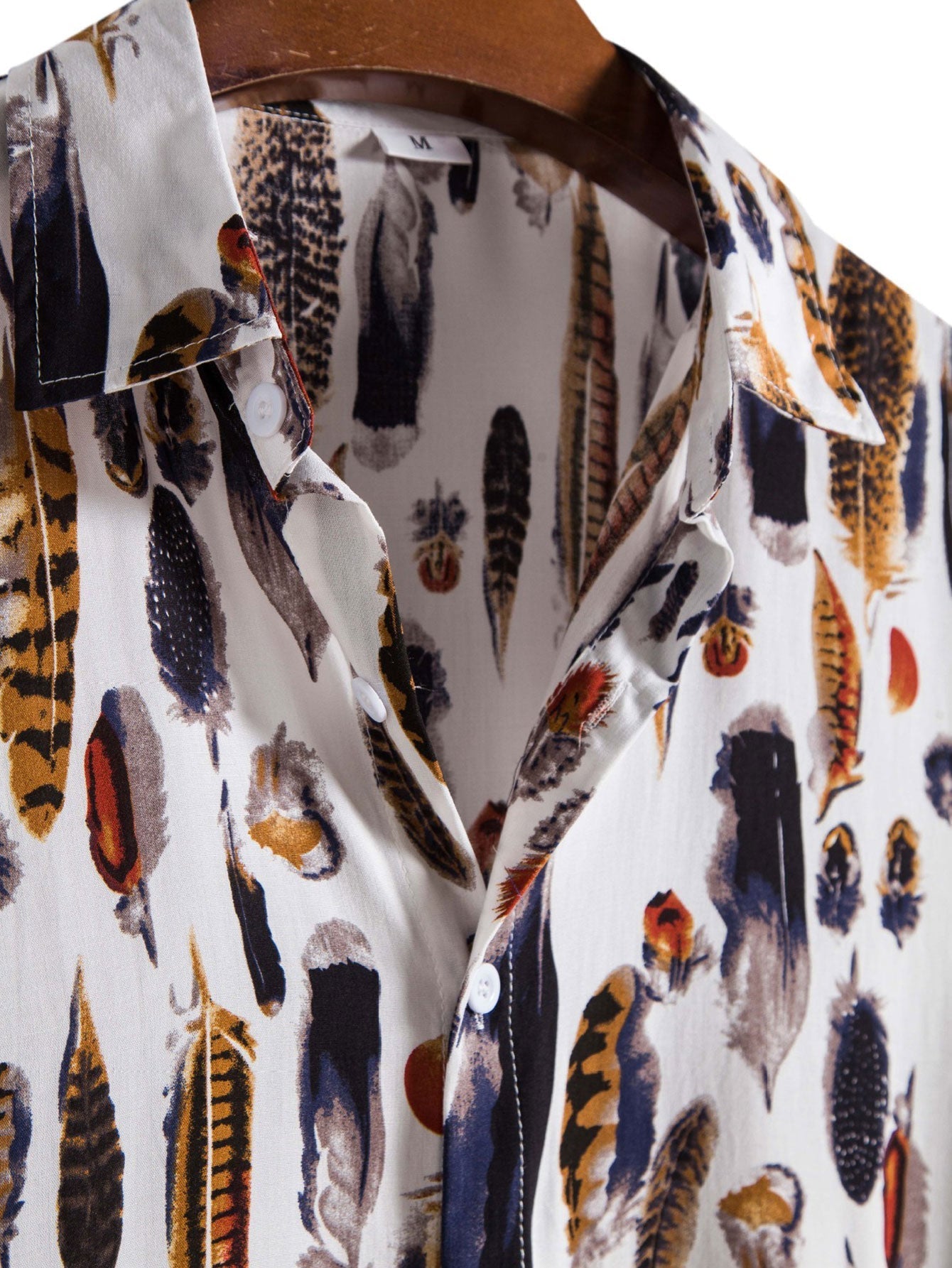 Andrey® | Feather Print Button Up Shirt