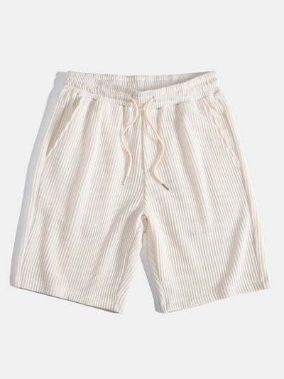 Javier® | Short Sleeved Waffle V-Neck Polo & Drawstring Knitted Waffle Shorts
