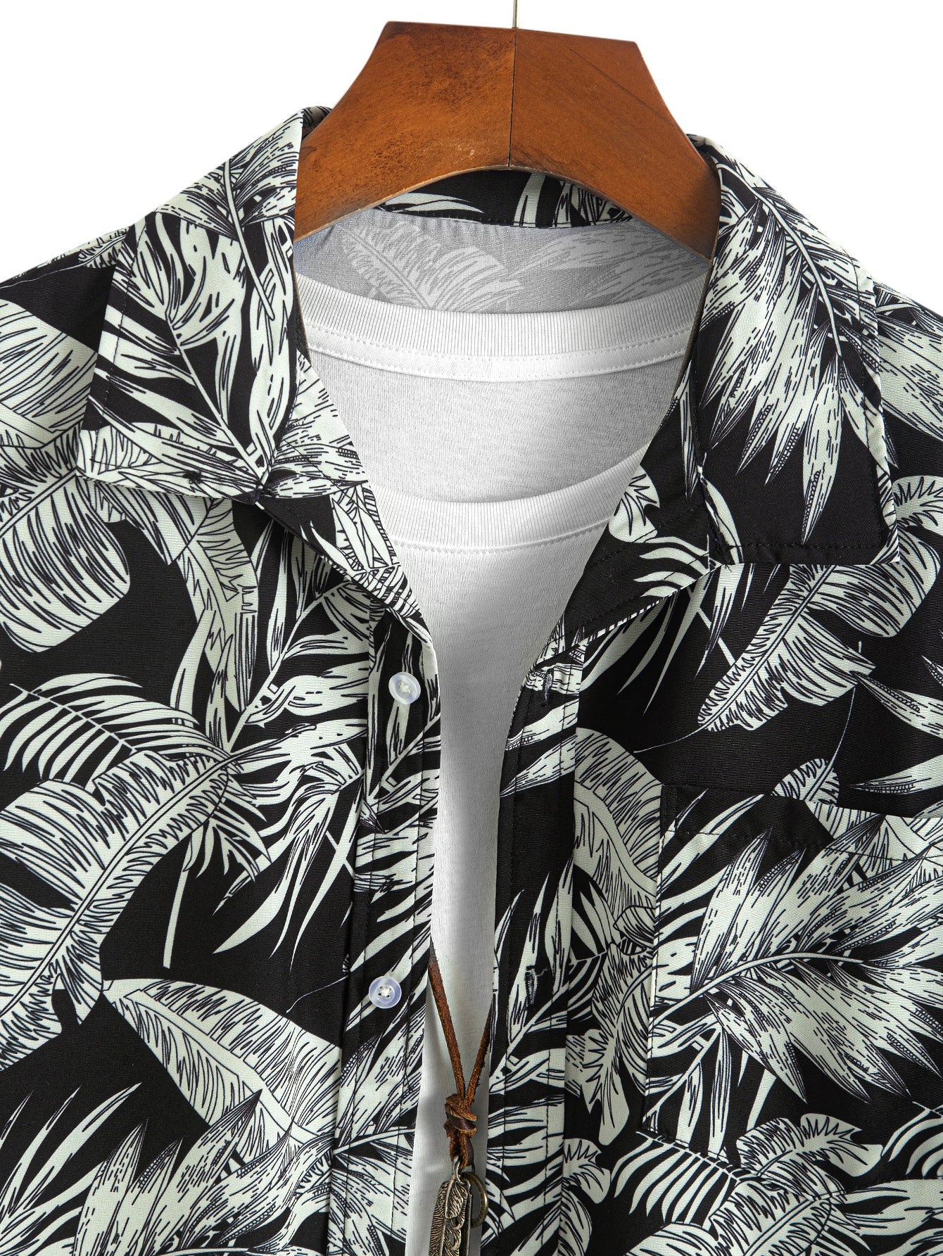 Luca® | Tropical Plants Print Button Up Shirt & Drawstring Swim Shorts