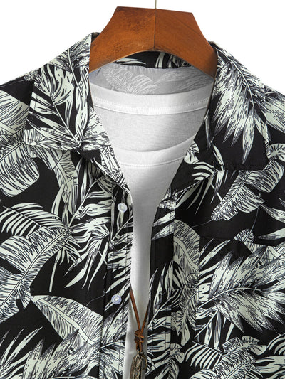 Luca® | Tropical Plants Print Button Up Shirt & Drawstring Swim Shorts