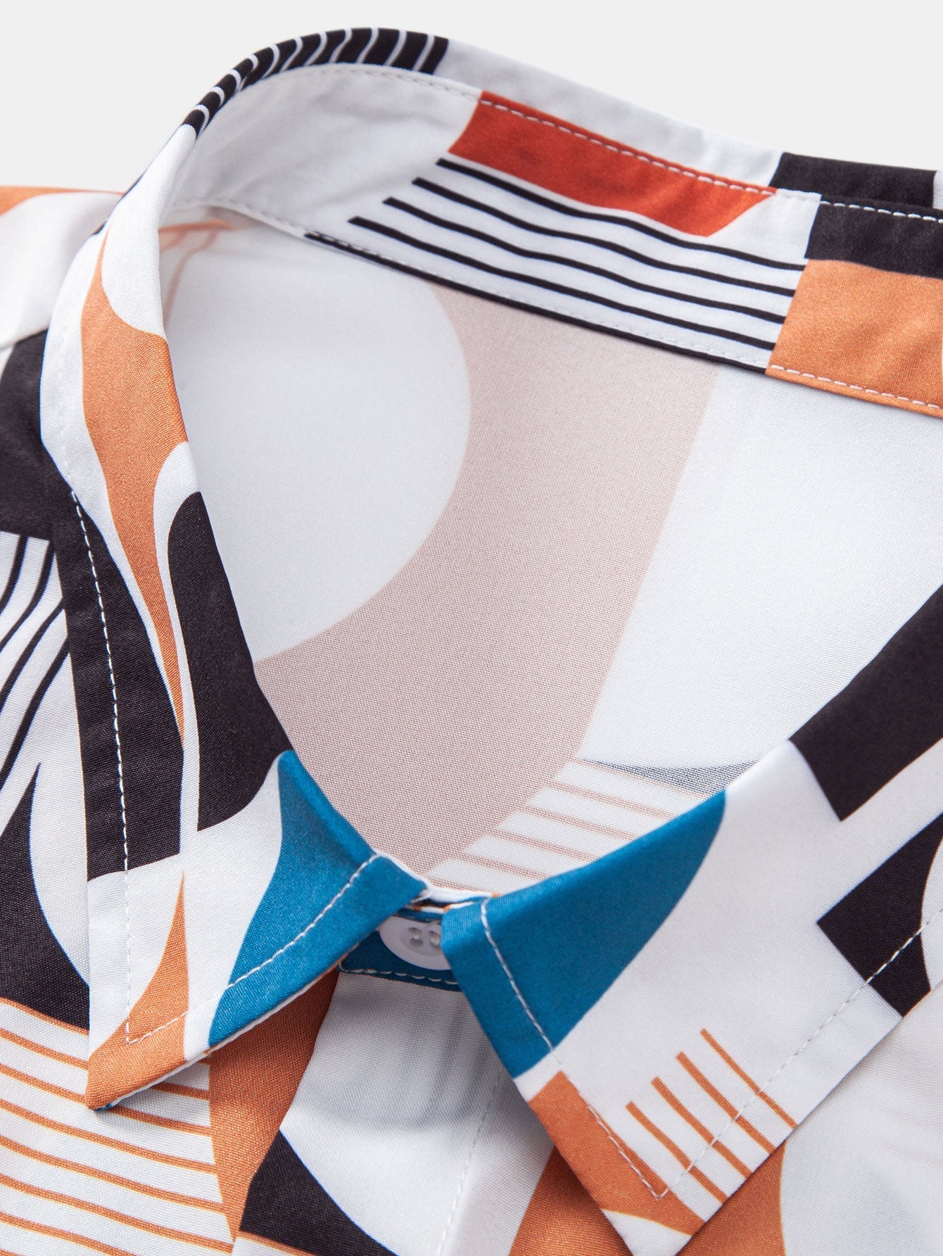 Luis® | Color Block Geometry Print Button Up Shirt & Drawstring Swim Shorts