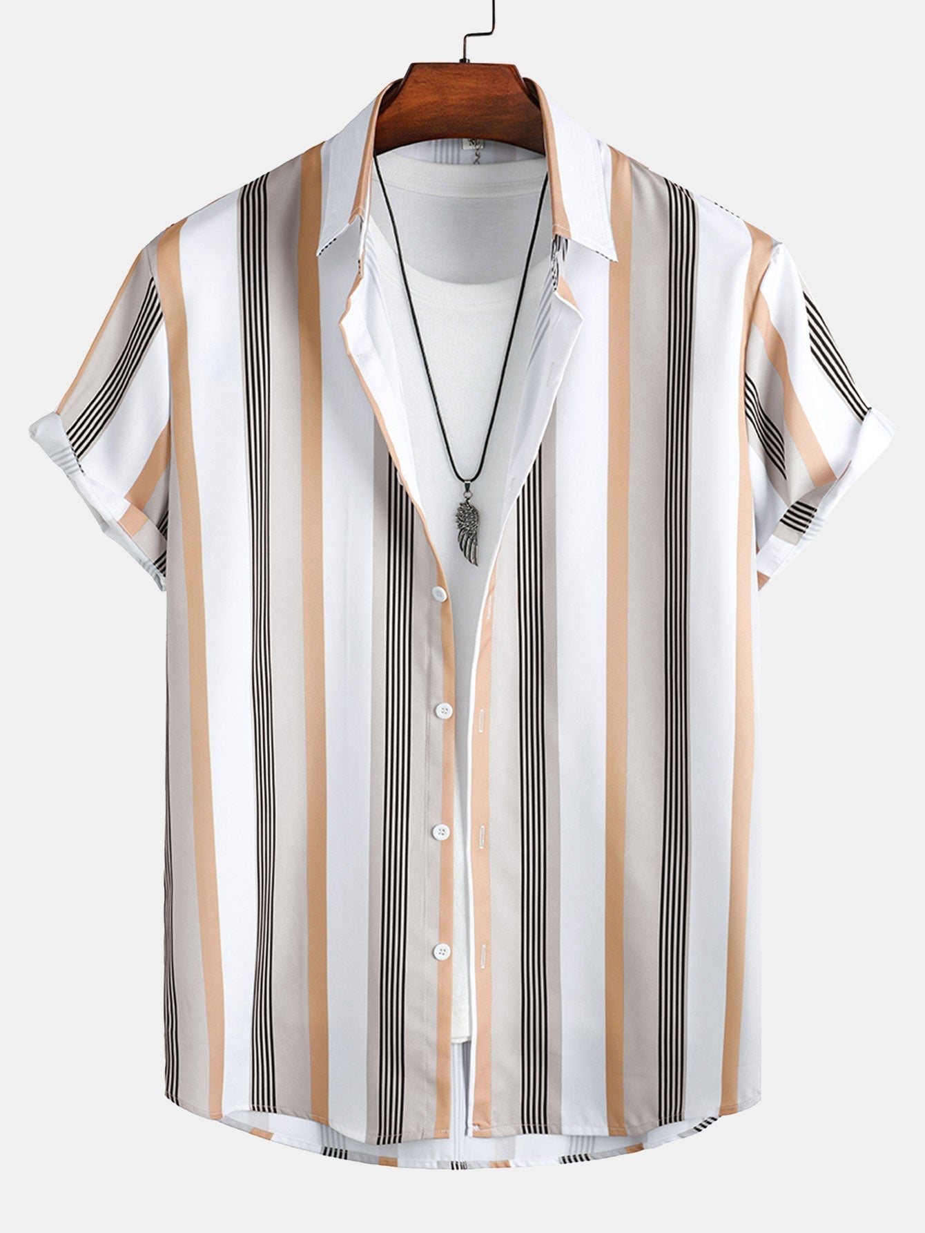 Arnan® | Stripe Print Button Up Shirt