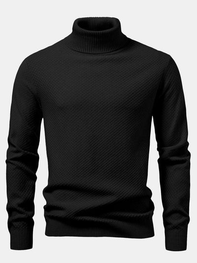Amaro® | Checkerboard Textured Turtle Neck Sweater