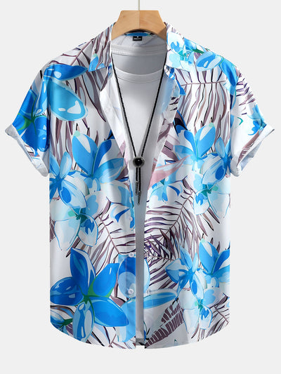 Christian® | Flower Plants Print Button Up Shirt & Swim Shorts