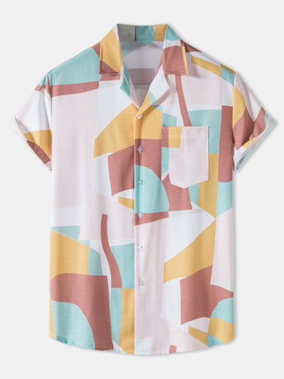 Asaph® | Abstract Color Block Print Shirt