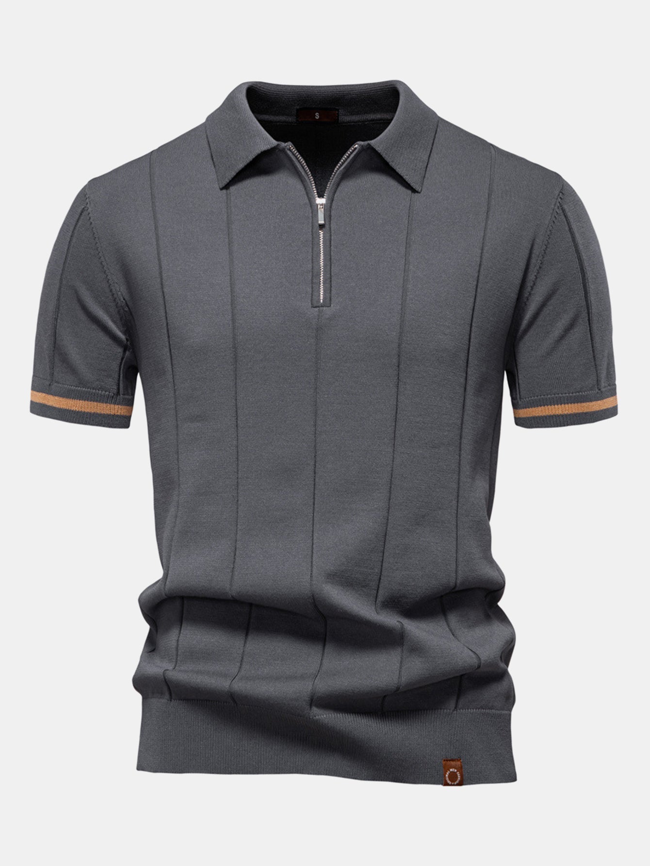 Grayson | Contrast Trim Zipper Knit Polo Shirt