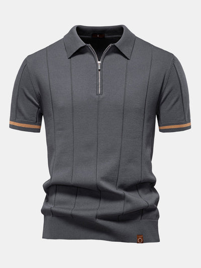 Grayson | Contrast Trim Zipper Knit Polo Shirt