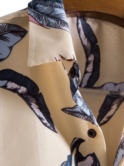 Alexei® | Tropical Plants Print Button Up Shirt