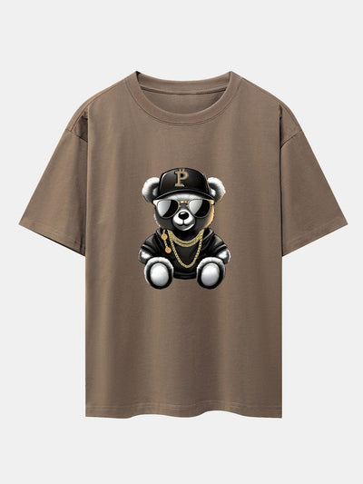 Miqueas® | Hip Hop Bear Print Drop Shoulder Oversize T-Shirt