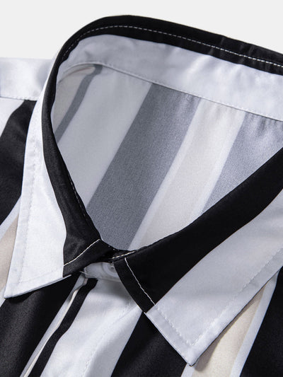 Anfernee® | Stripe Print Button Up Shirt