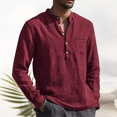 Crispin® | Men'S Linen Shirt With V-Neck