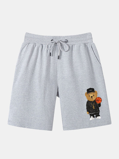 Fermín | Basketball Bear Print Mid Length Shorts