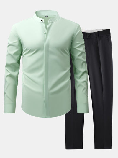 hola HIGH NECK SHIRT & SLIM FIT FLARED LEG PANTS