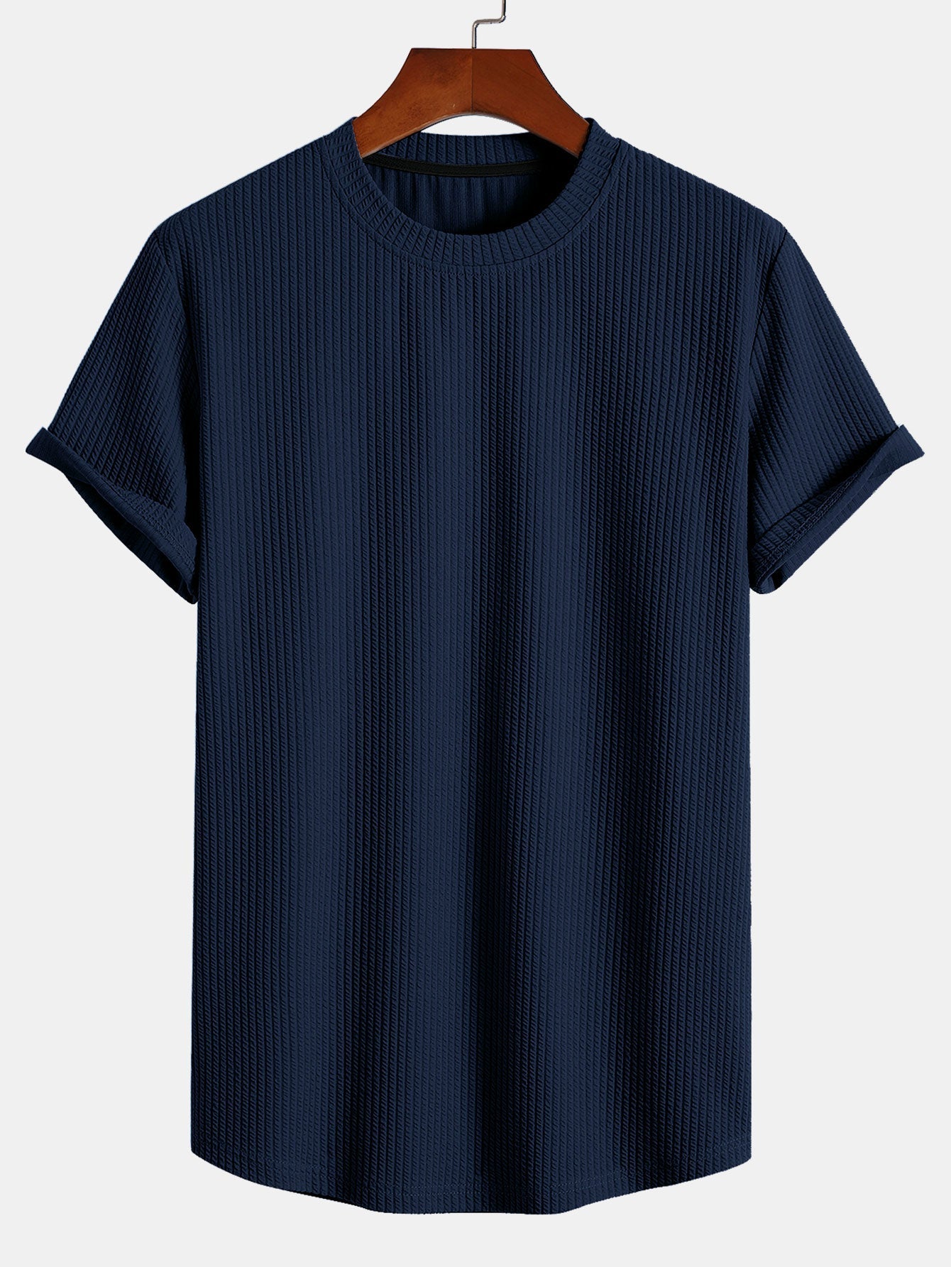 Adán® | Muscle Fit Ribbed Arc Hem T-Shirt