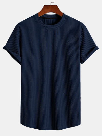 Adán® | Muscle Fit Ribbed Arc Hem T-Shirt