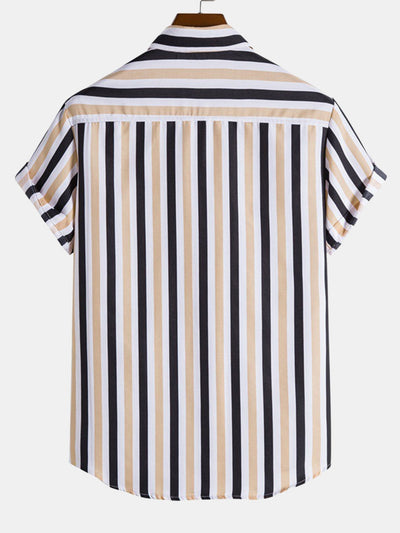 Astrophel® | Man Striped Print Button Up Shirt