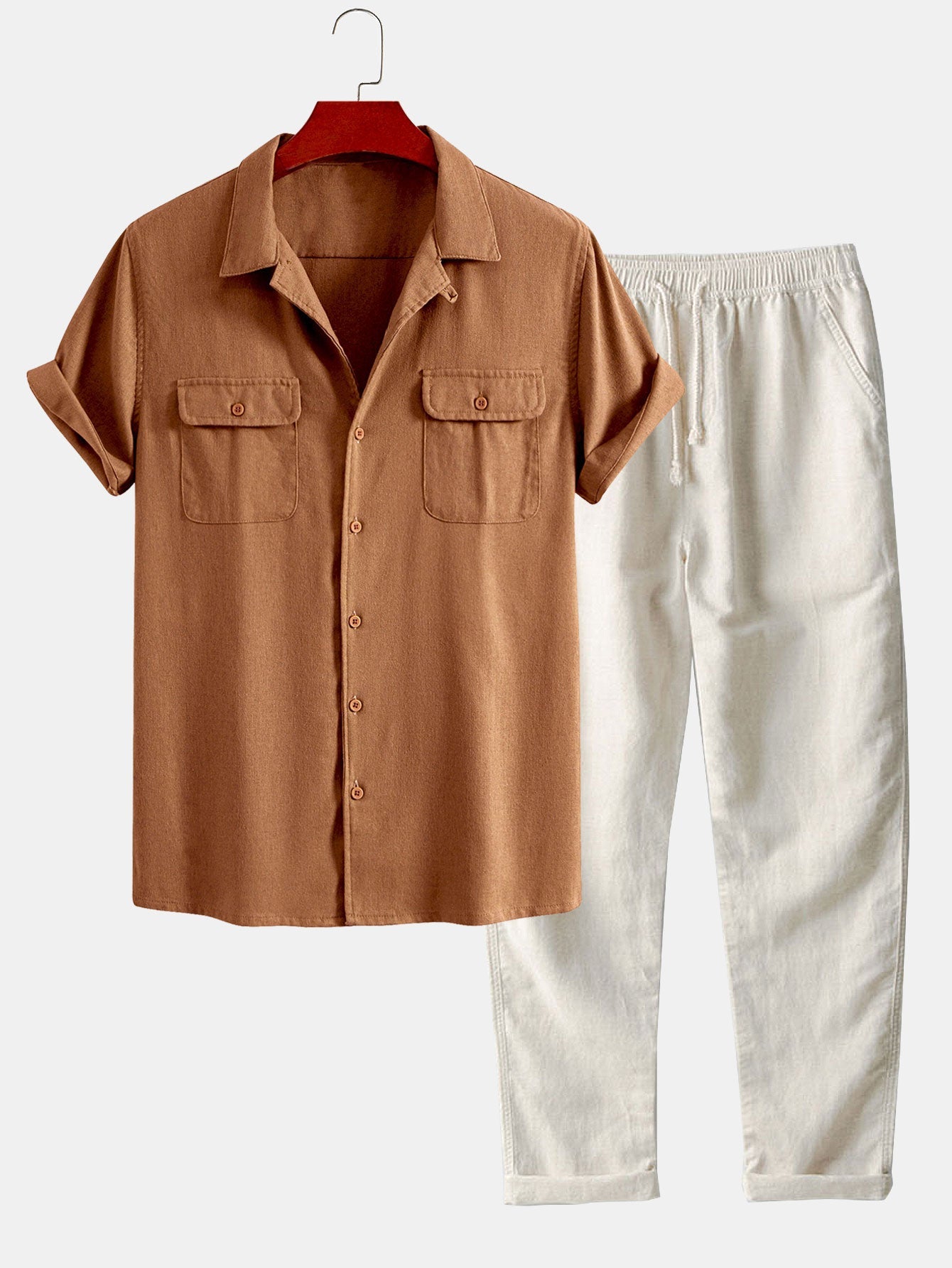 Cuno® | Linen Cuban Shirt With Pockets & Straight Leg Linen Pants
