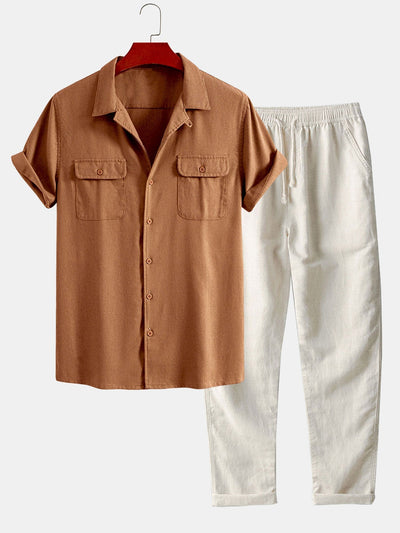 Cuno® | Linen Cuban Shirt With Pockets & Straight Leg Linen Pants