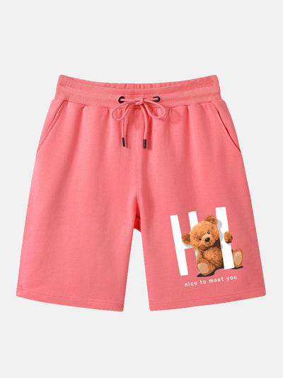 Theophilus | Slogan Bear Print Mid Length Shorts