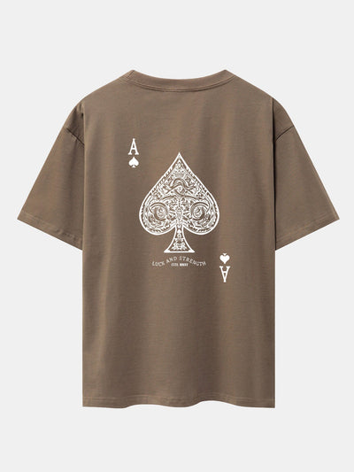 Ahab® | Ace Of Spades Print Drop Shoulder Oversize T-Shirt