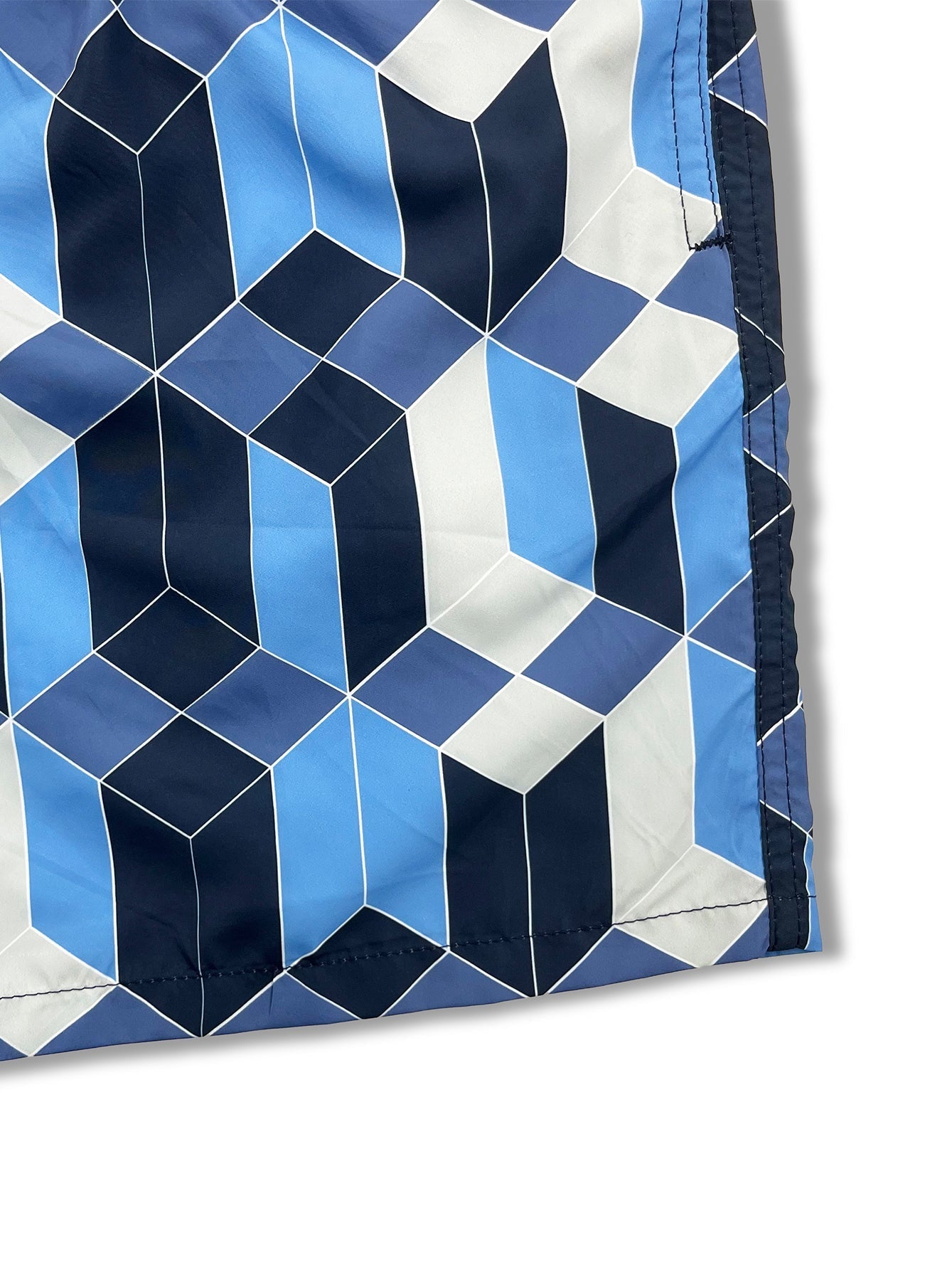 Benicio® | Linen Rayon Blend Button Up Shirt & Geometric Color Block Print Swim Shorts