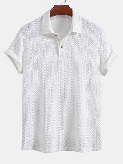 Sebastian | Textured Jacquard Knit Polo Shirt