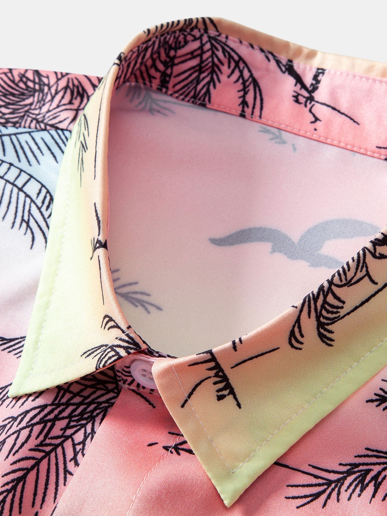 Manlio® | Palm Tree Seagull Print Button Up Shirt