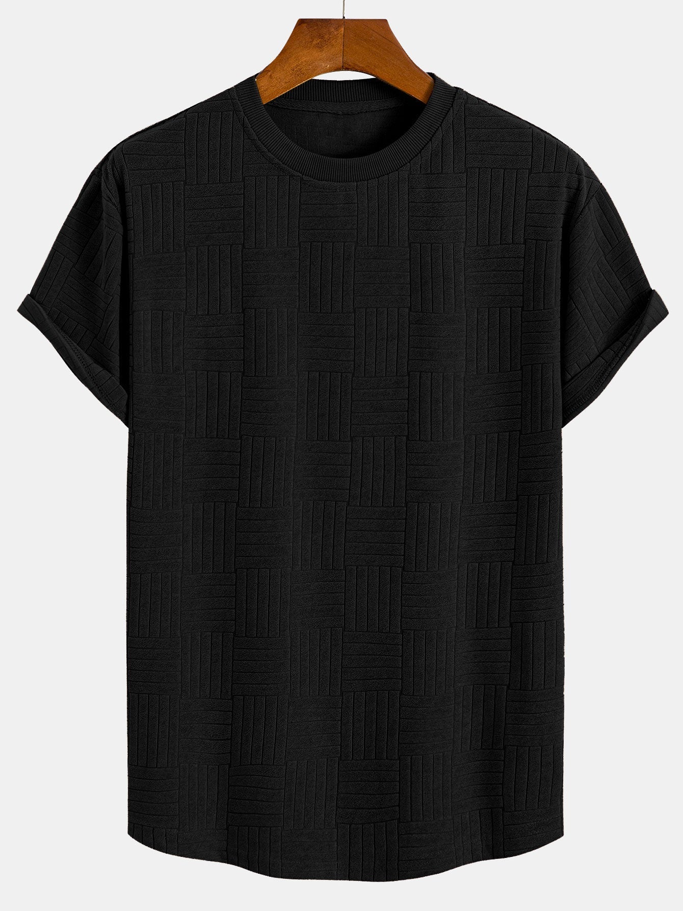 Edilberto® | Striped Towelling Texture Arc Hem T-Shirt & Shorts