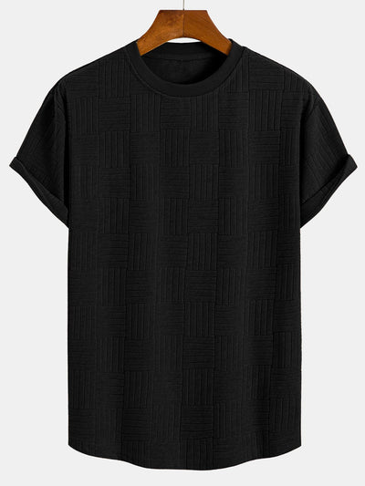 Edilberto® | Striped Towelling Texture Arc Hem T-Shirt & Shorts