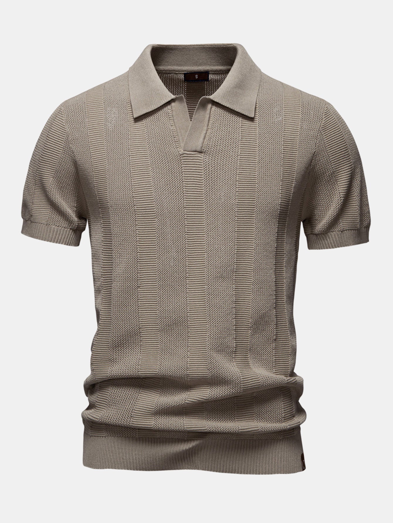 Dominic | Stripe Hollow Knit V Neck Polo Shirt