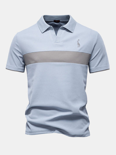 Miles | Contrast Pique V Neck Polo Shirt