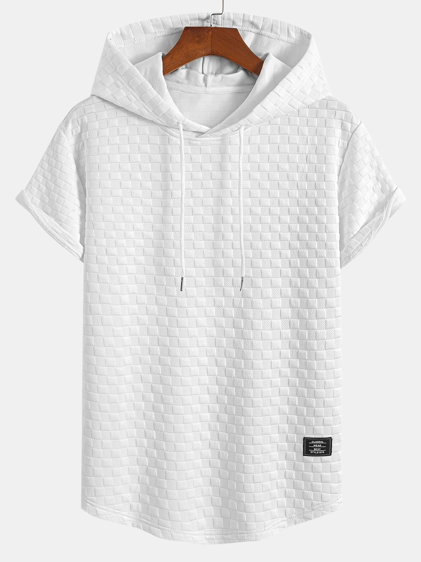 Jamie® | Checkerboard Jacquard Arc Hem Hooded T-Shirt & Checkerboard Jacquard Shorts