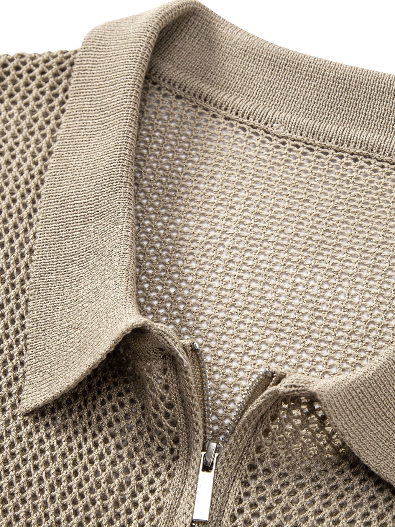 Teodoro® | Eyelet Zip Up Knit Polo Shirt