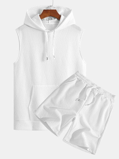 Raymond® | Striped Jacquard Sleeveless Hooded T-Shirt & Shorts