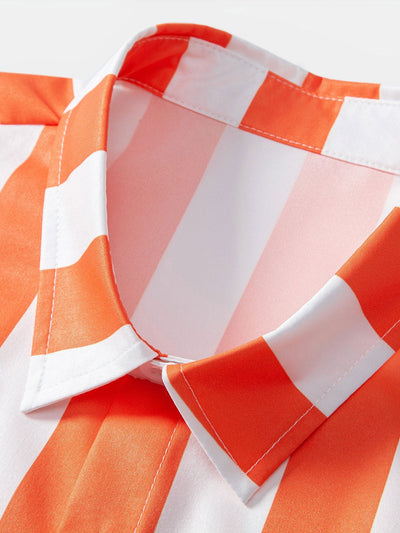 Manasés® | Stripe Print Button Up Shirt