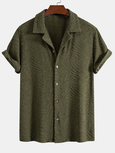 Alfread® | Animal Texture Terry Cuban Shirt & Straight Leg Linen Pants