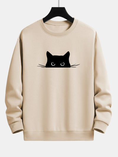 Federico® | Black Cat Print Relax Fit Sweatshirt