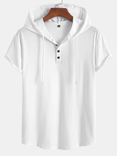 Celestino® | Short Sleeve Henley Hooded T-Shirt