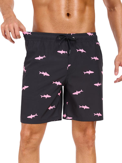 Acisclo® | 2 In 1 Pink Shark Print Swim Shorts