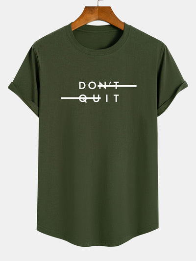 Nilo® | Don'T Quit Print Cotton Arc Hem T-Shirt