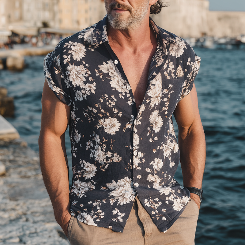 Roscoe | Men'S Summer Floral Print Short Sleeve Shirt