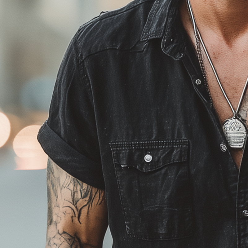 Pablo | Men'S Summer Fashion Washed Denim Short Sleeve Shirt