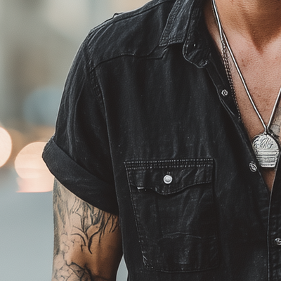 Pablo | Men'S Summer Fashion Washed Denim Short Sleeve Shirt