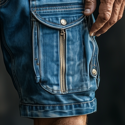 Terrance | Men'S Summer Fashion Washed Multi-Pocket Denim Cargo Shorts