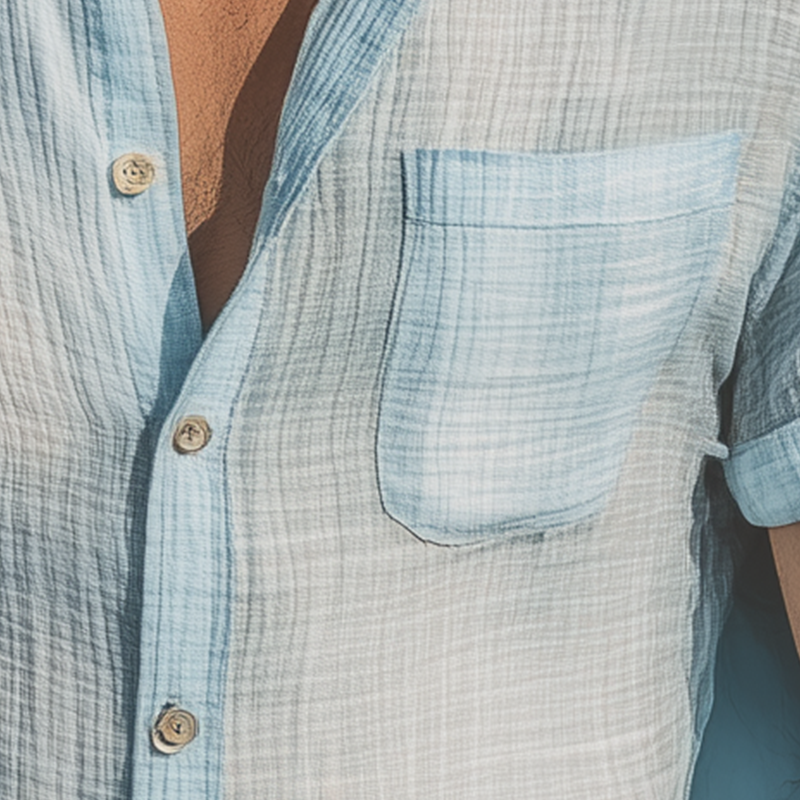 Sterling | Men'S Summer Fashion Slub Linen Lightweight Short Sleeve Shirt